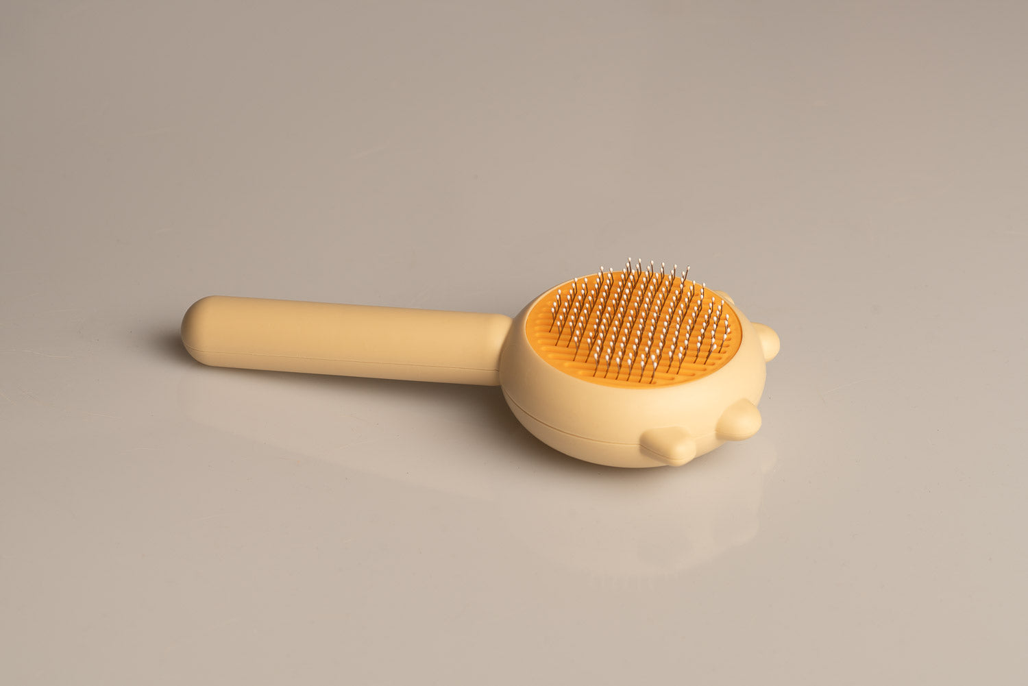 Close-up of pet grooming brush bristles for safe fur removal